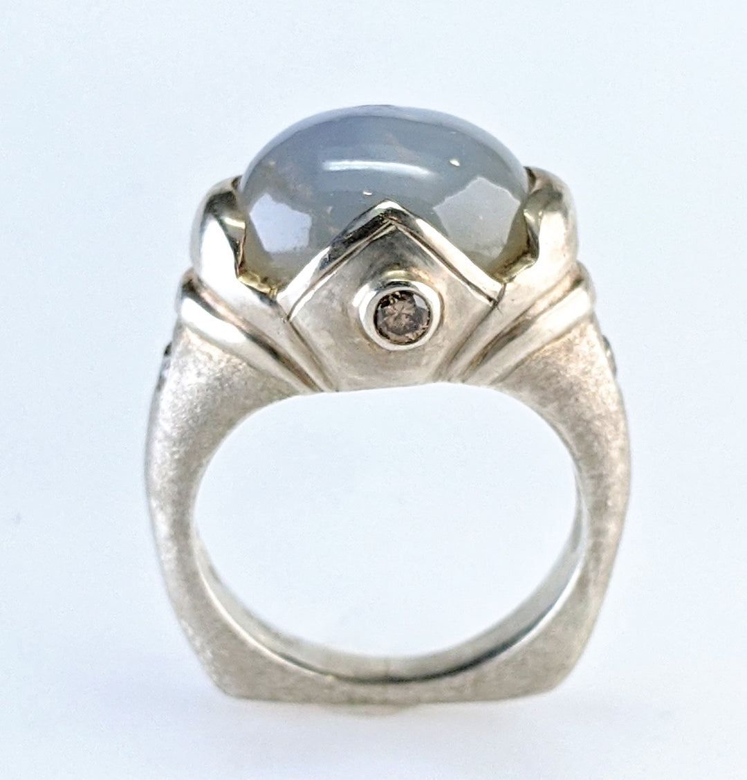 Sterling Silver Star Sapphire And Diamond Ring