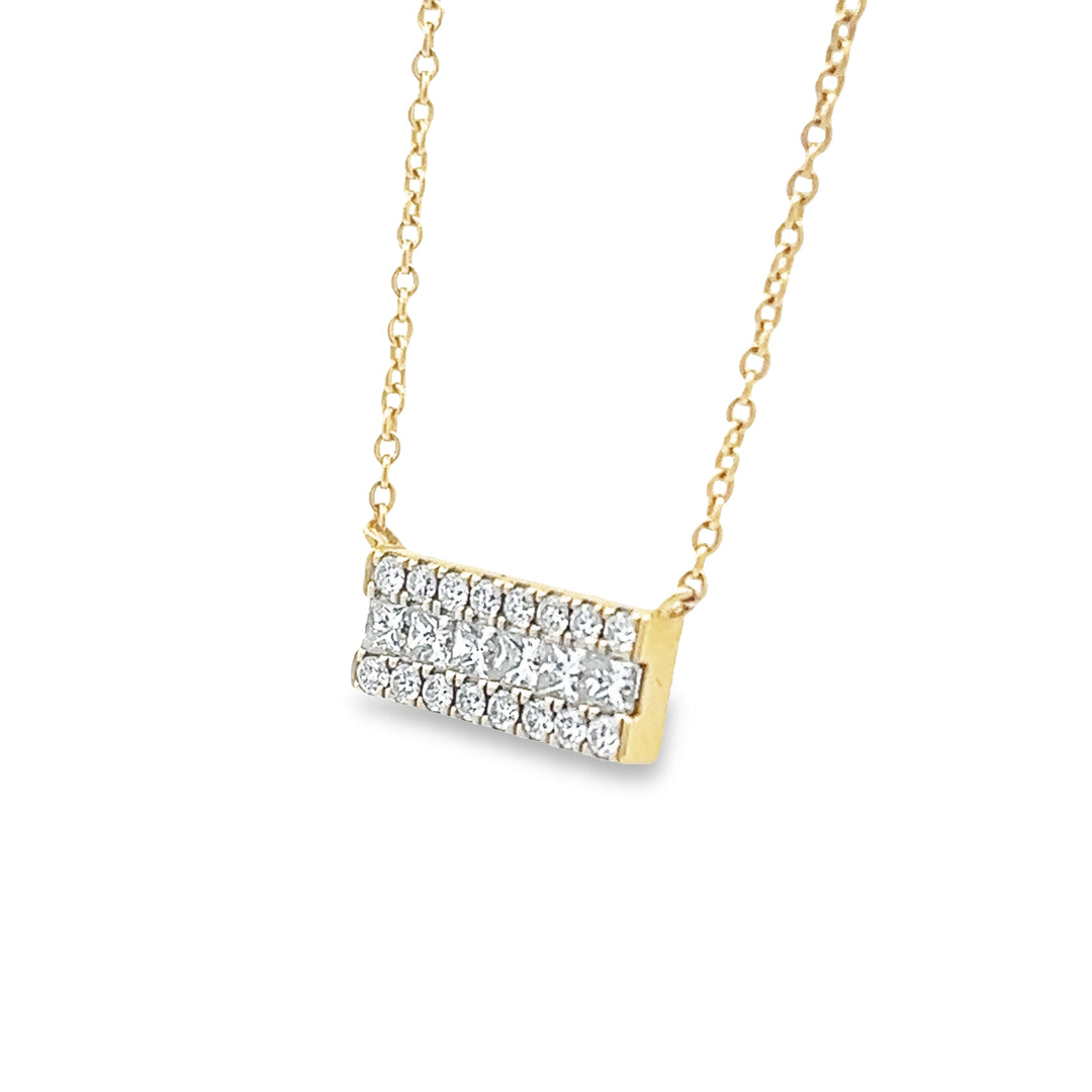14K Yellow Gold 0.46 Carat Diamond Bar Necklace