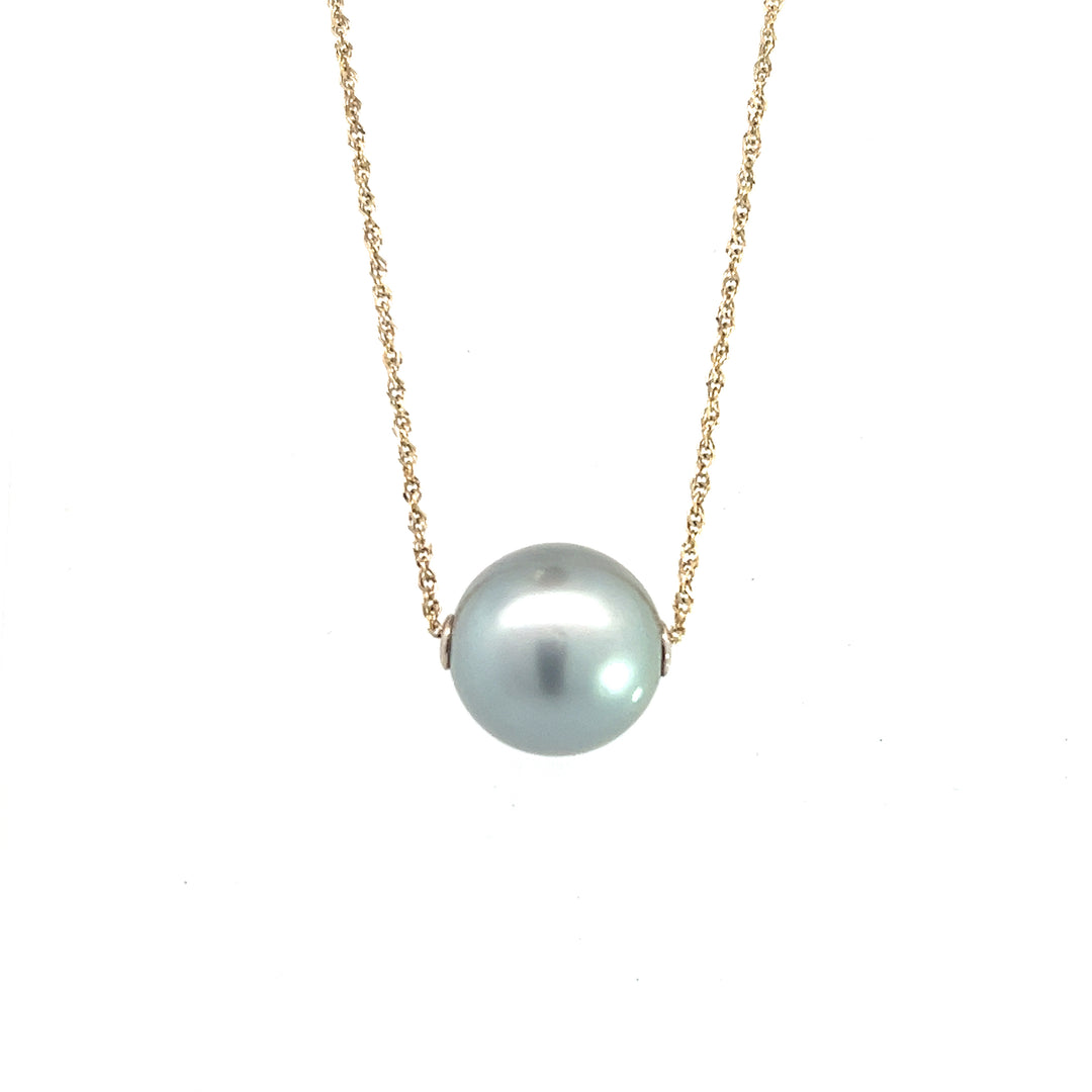 14K Yellow Gold 11mm Tahitian Pearl Necklace