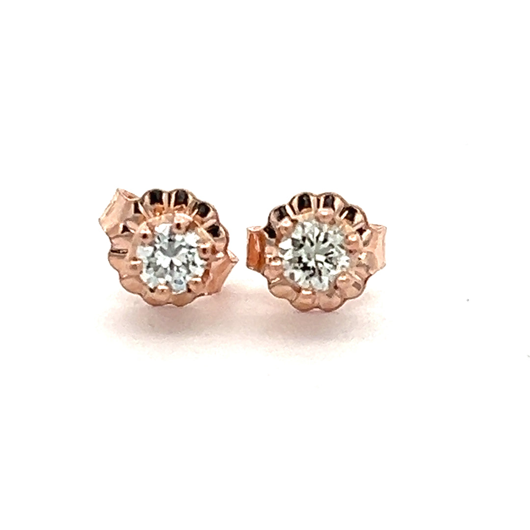 14K Rose Gold 0.22 Carat Diamond Stud Earrings