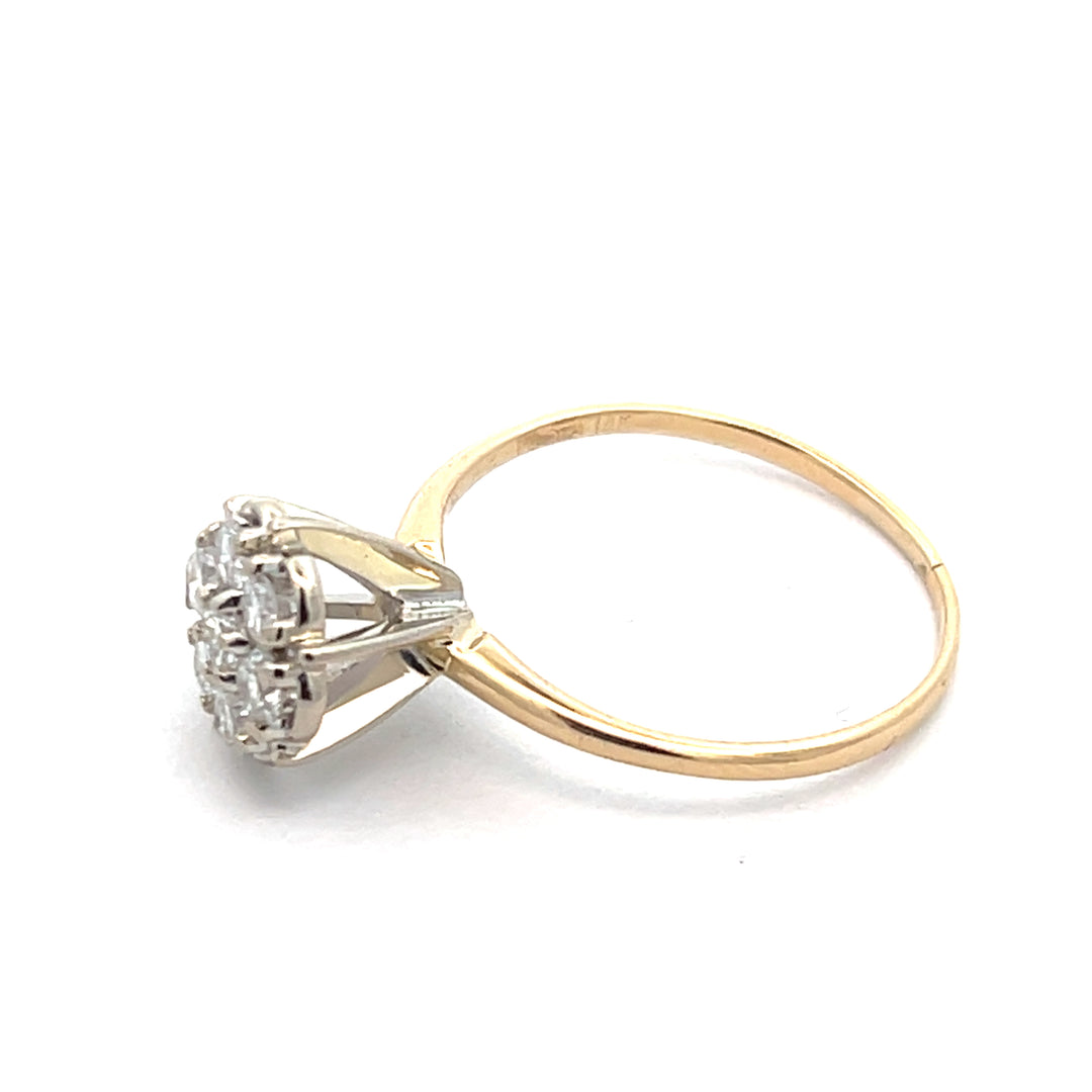 14K Yellow/White Gold 0.55 Carat Diamond Flower Ring