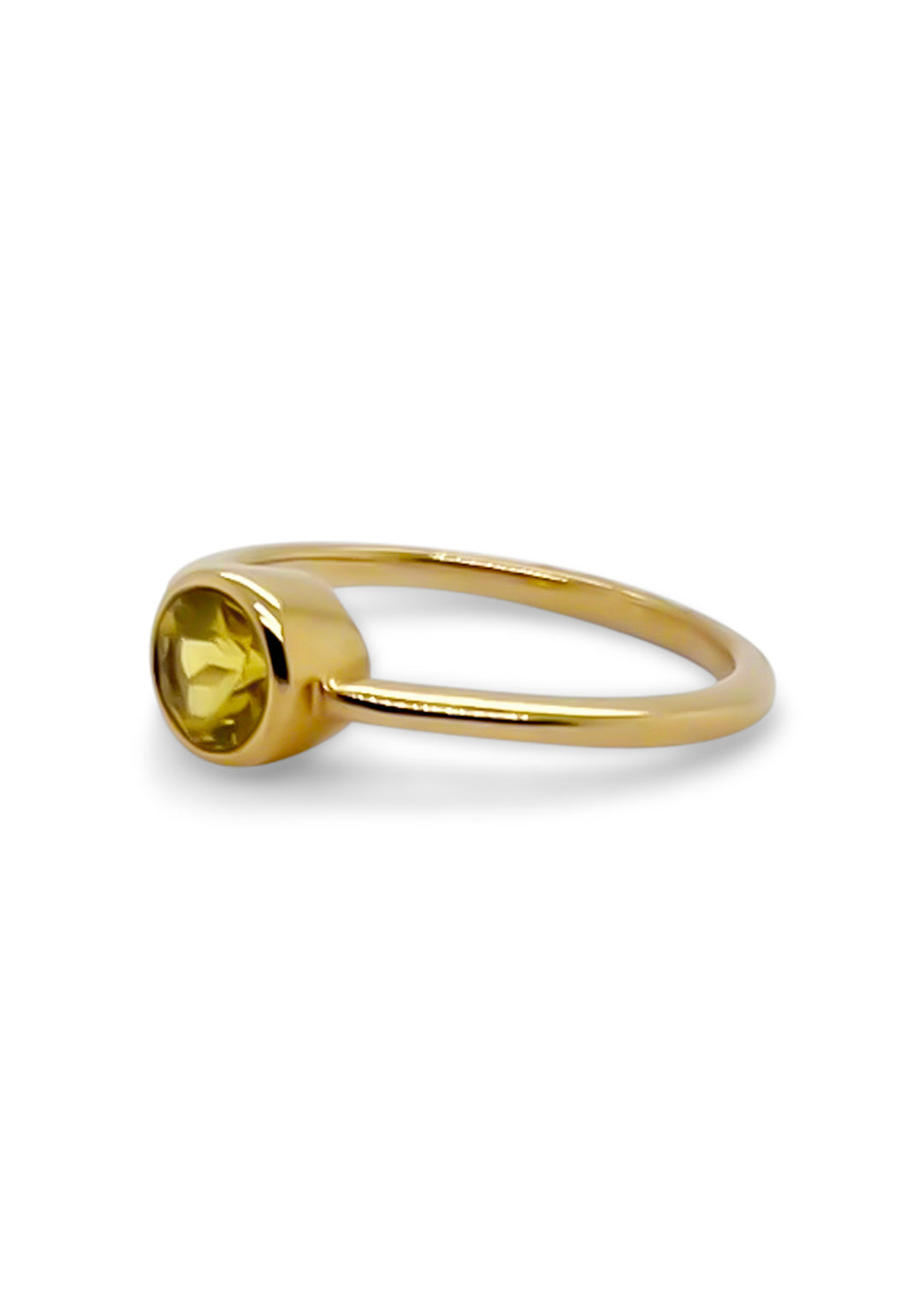 14K Yellow Gold 0.70 Carat Lab Grown Yellow Sapphire Bezel Set Ring