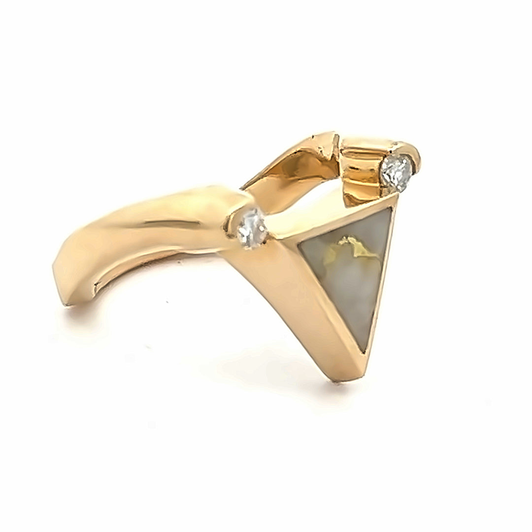 14K Yellow Gold 0.14 Carat Diamond And Gold Quartz Ring By James Hawkes Designs