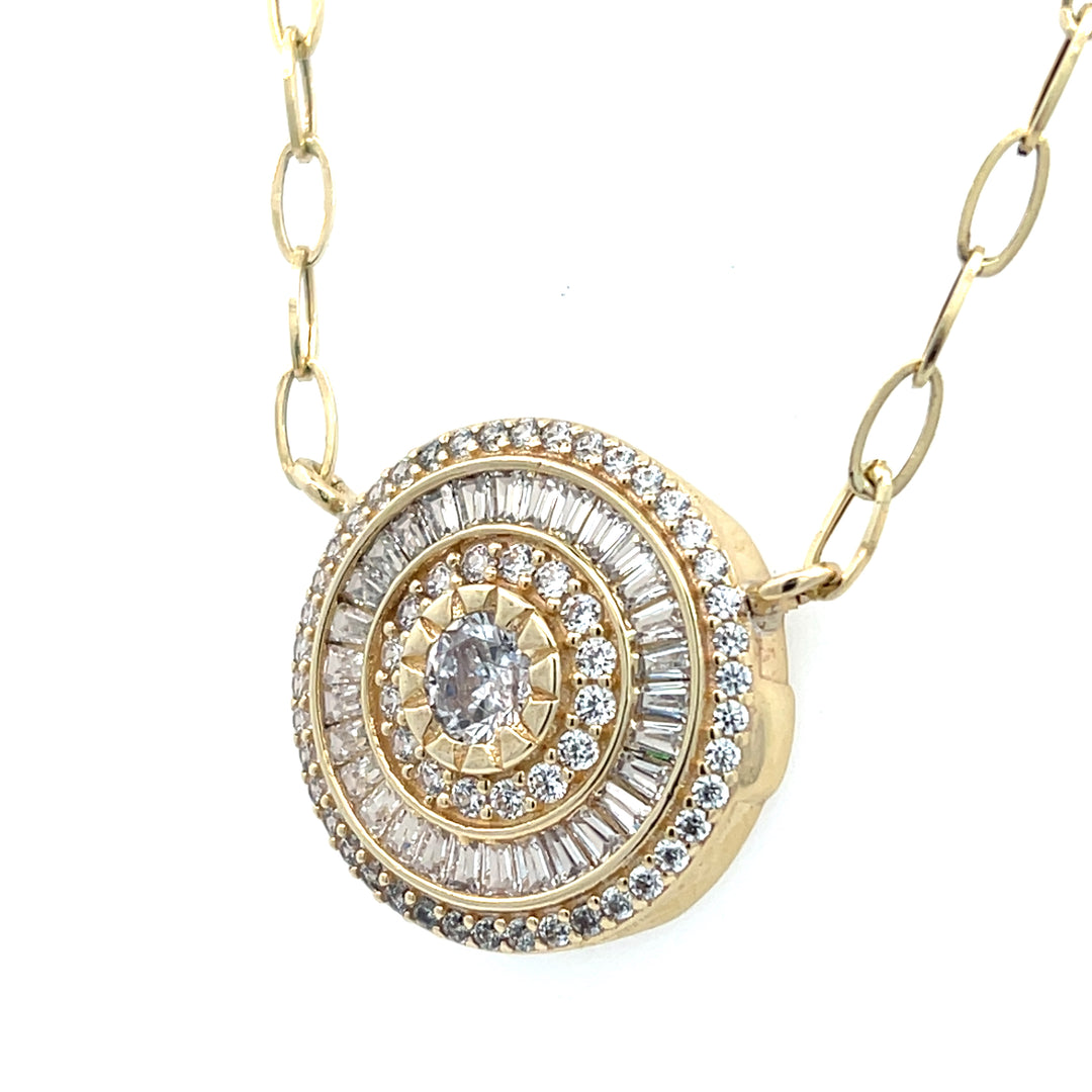 14K Yellow Gold Diamond Circle Necklace