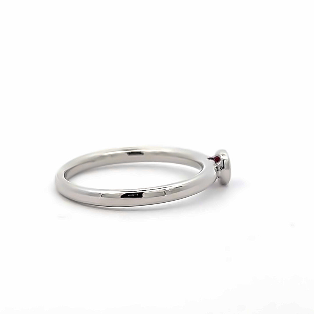 14K White Gold Ruby Birthstone Ring