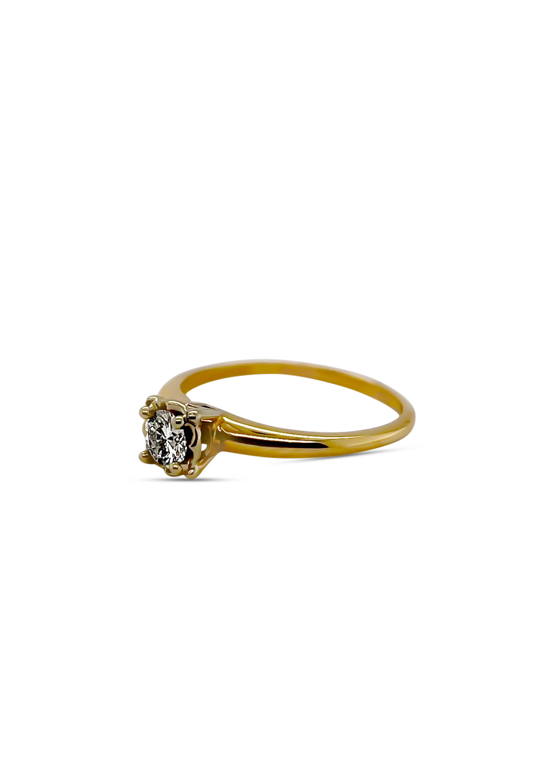 14K Yellow Gold 0.35 Carat Illusion Mount Engagement Ring
