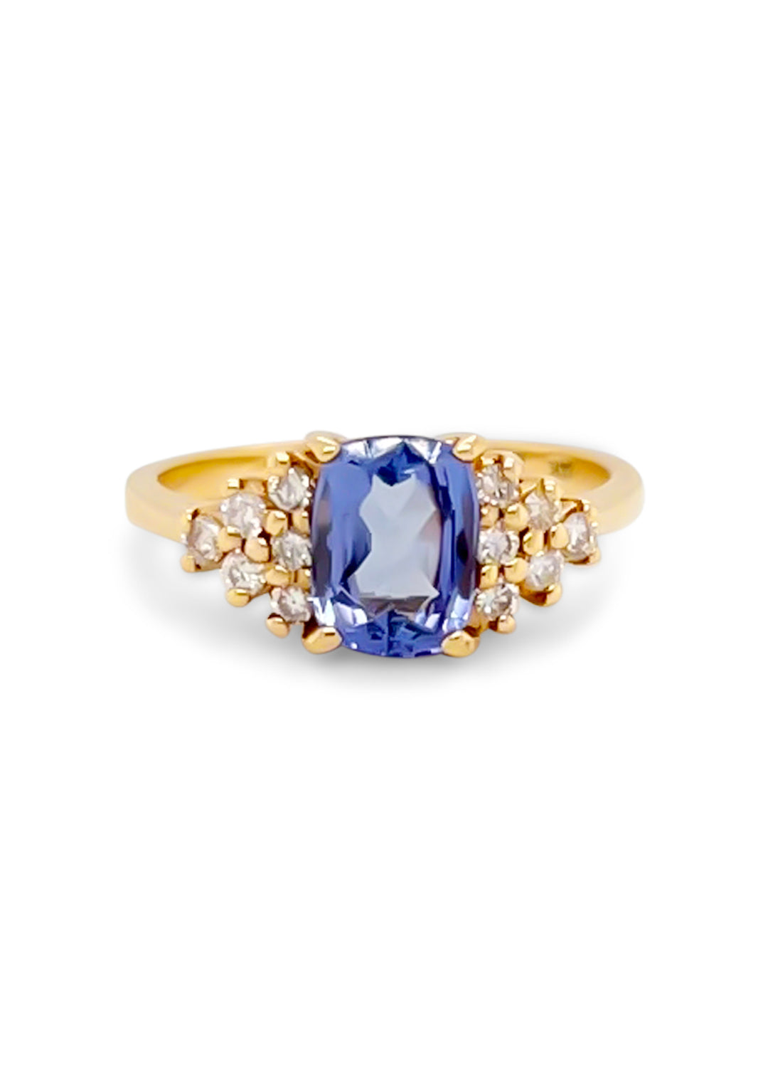 14K Yellow Gold 0.85 Carat Tanzanite And Diamond Ring