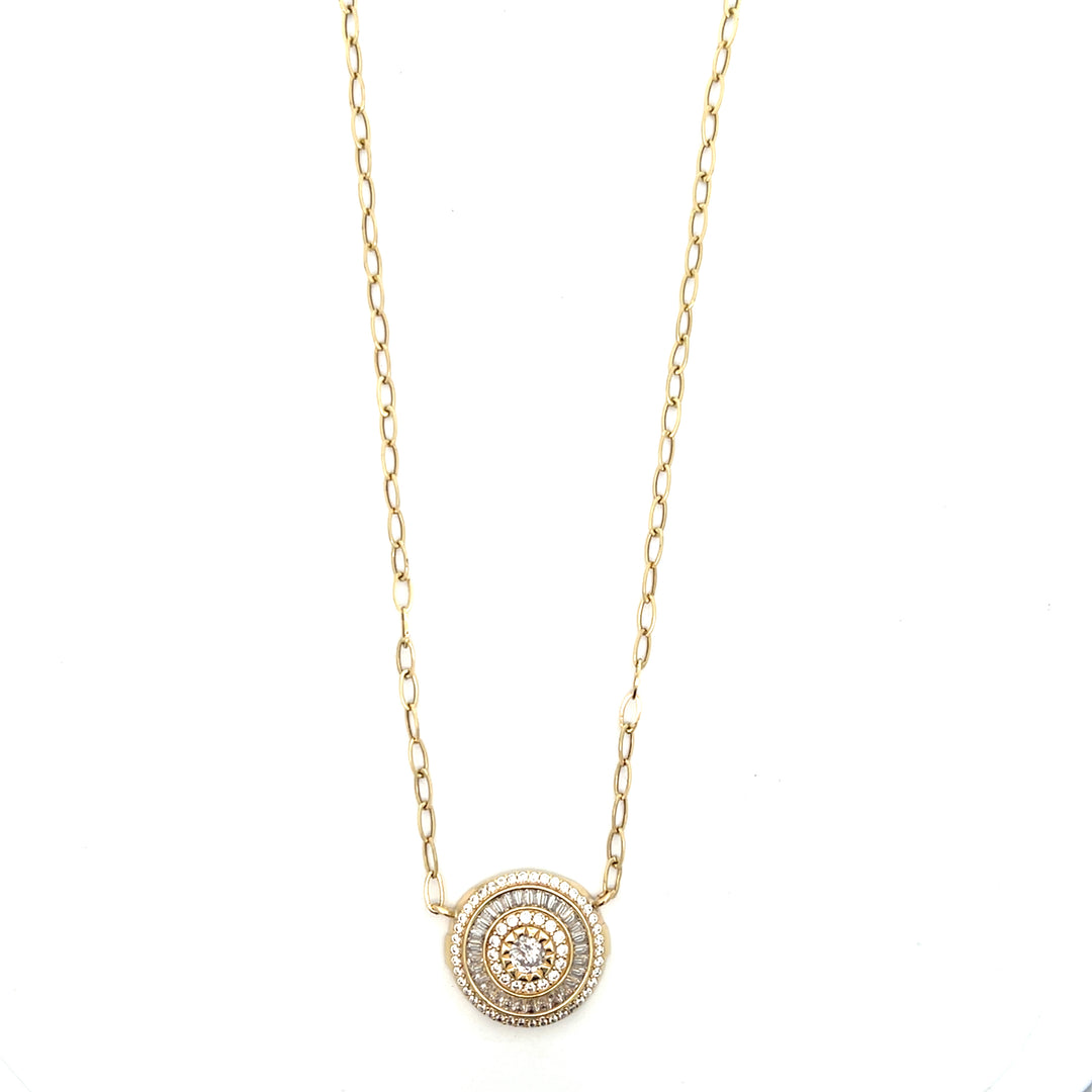 14K Yellow Gold Diamond Circle Necklace