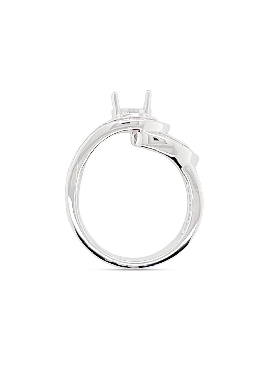 18K White Gold 0.87 Carat Total Weight Diamond Baguette Semi - Mount Ring