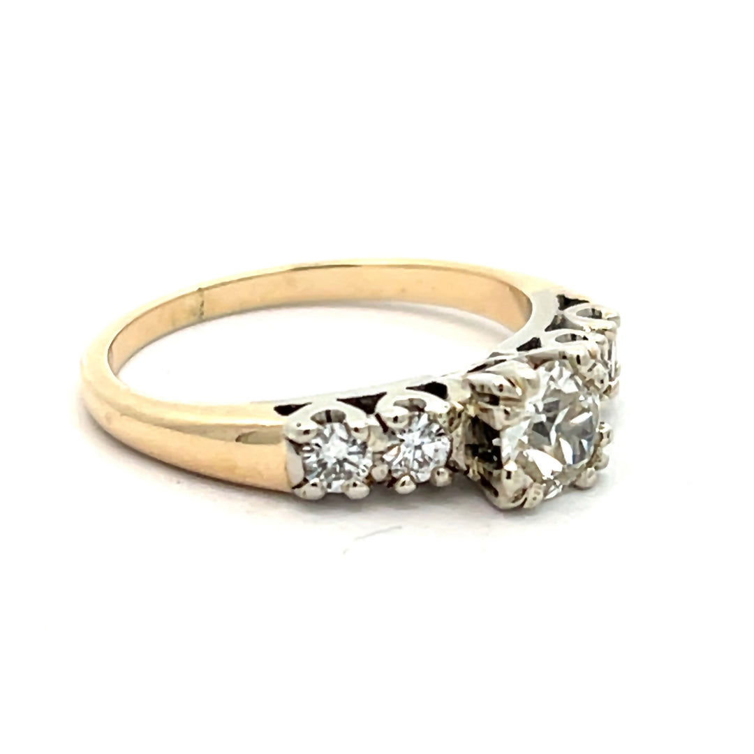 14K Yellow and White Gold 0.60 Old European Diamond Estate Engagement Ring