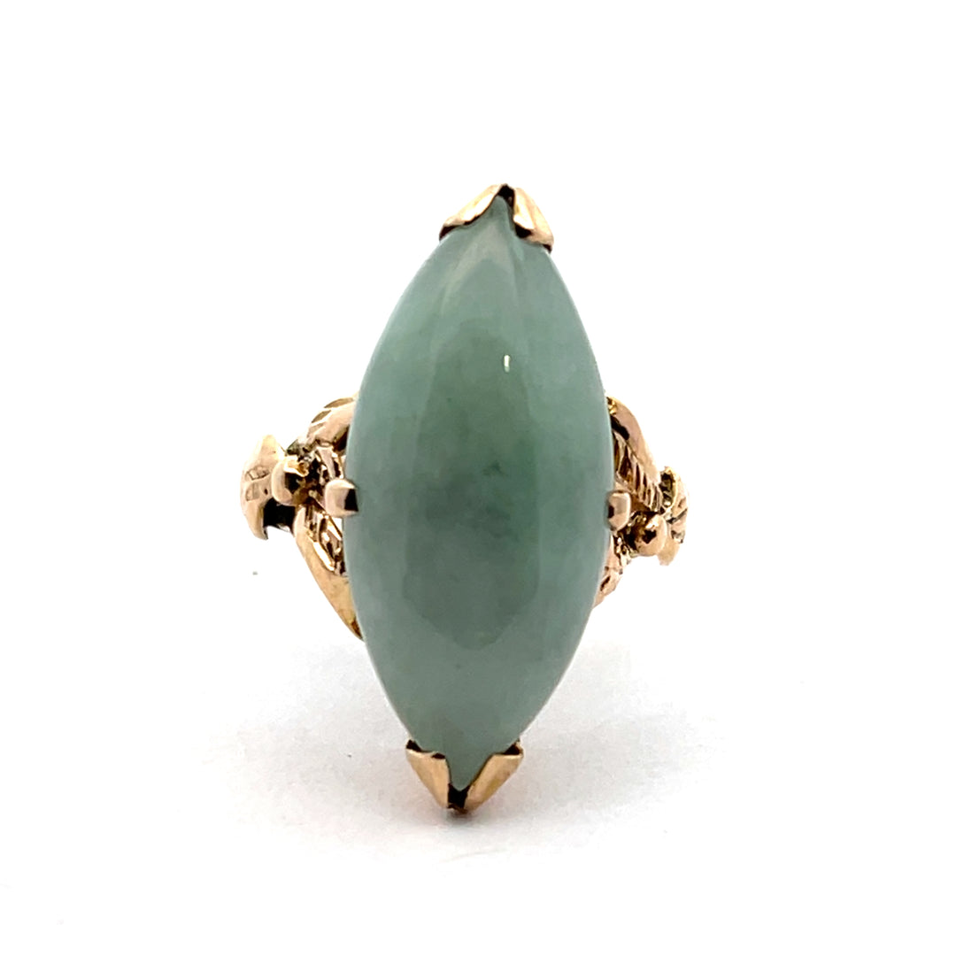 14K Yellow Gold Natural Jadeite Estate Ring