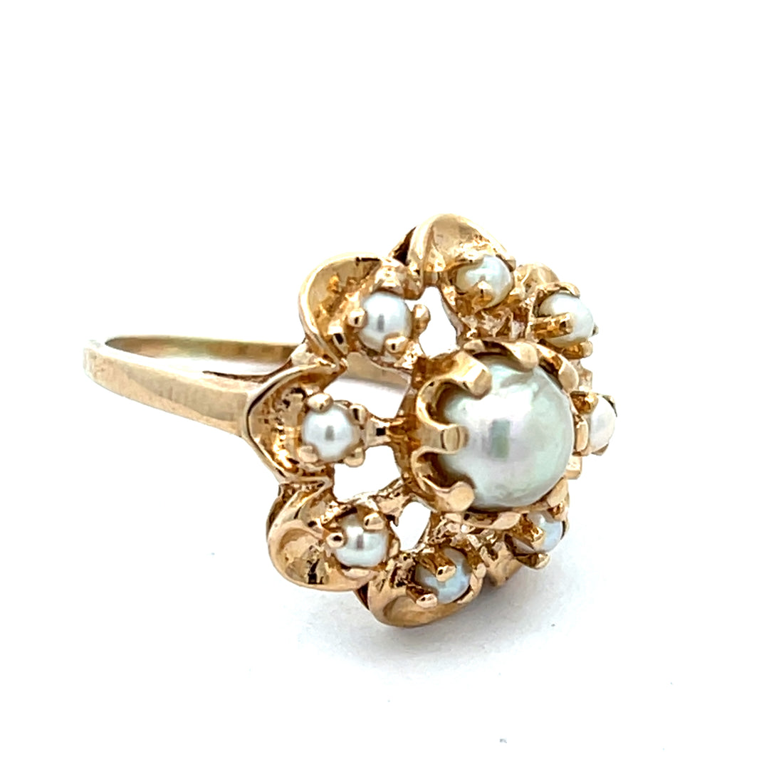 10K Yellow Gold Cultured Pearl Estate Ring