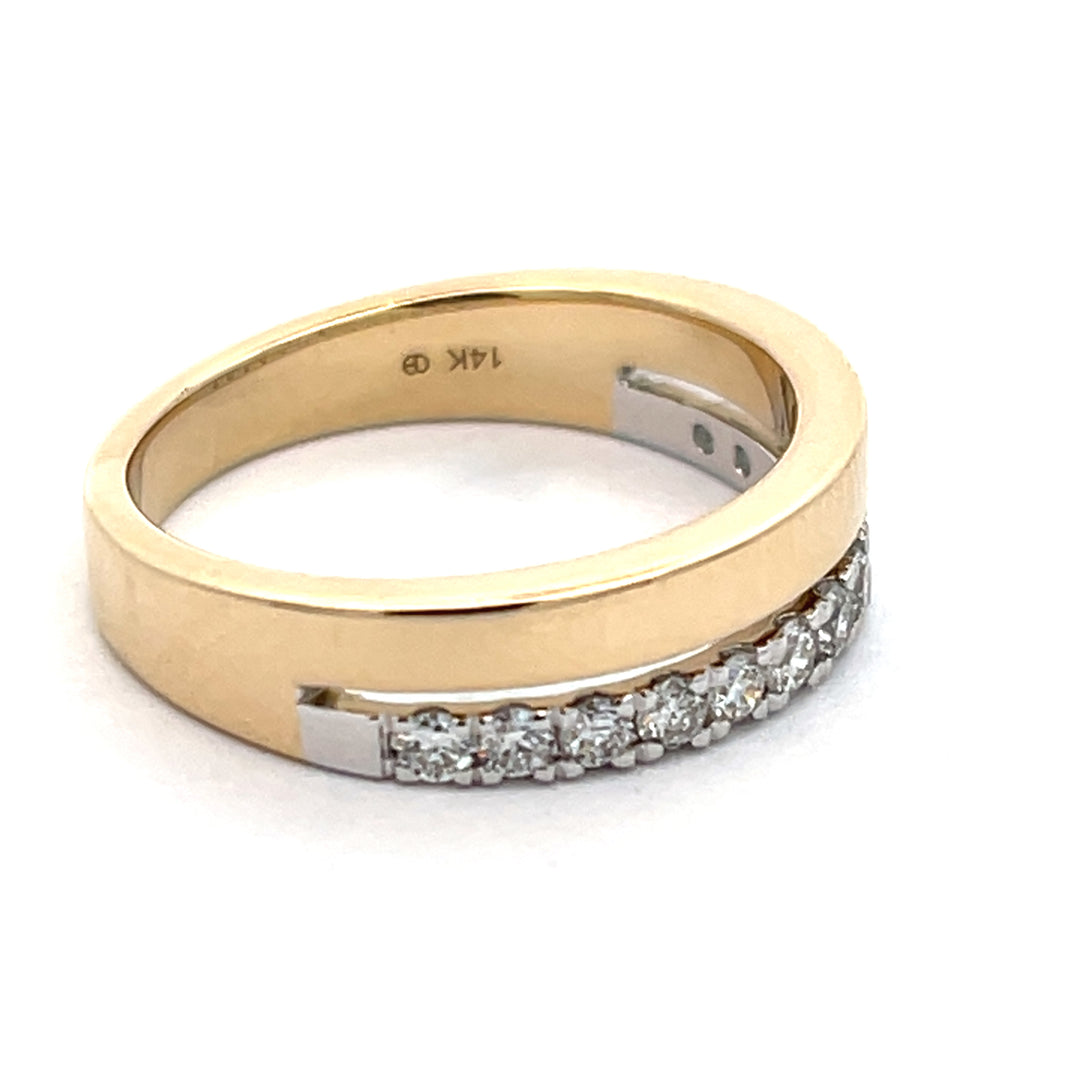 14K Yellow/White Gold 0,38 Carat Diamond Double Band