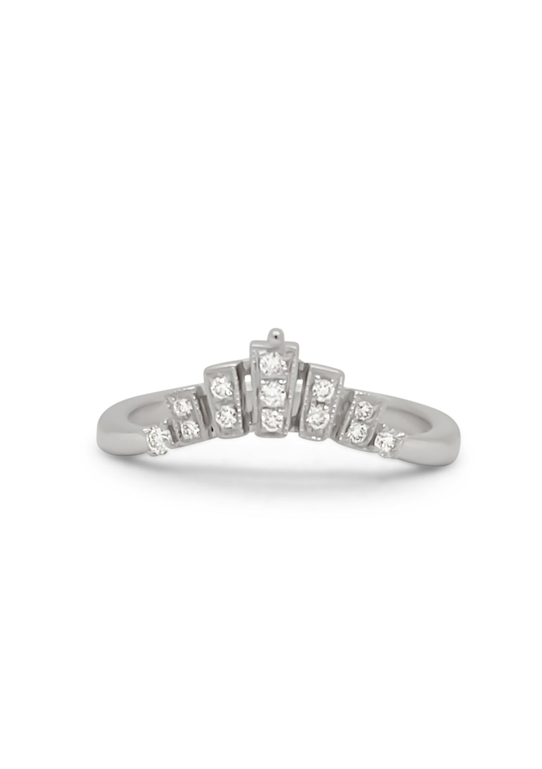 14K White Gold .12 Carat Diamond Crown Ring