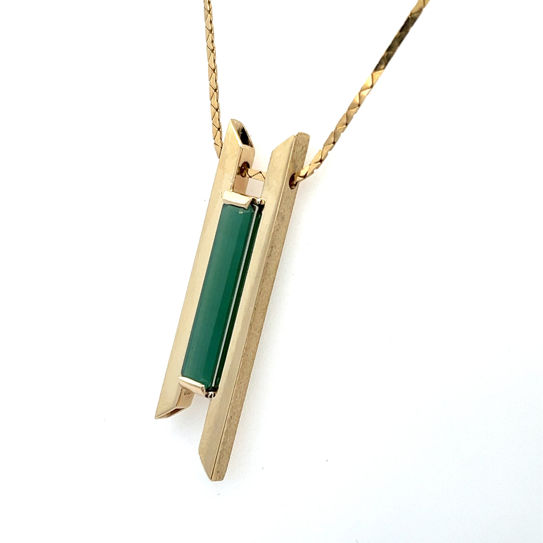 14K Yellow Gold Handcrafted Tourmaline Bar Necklace