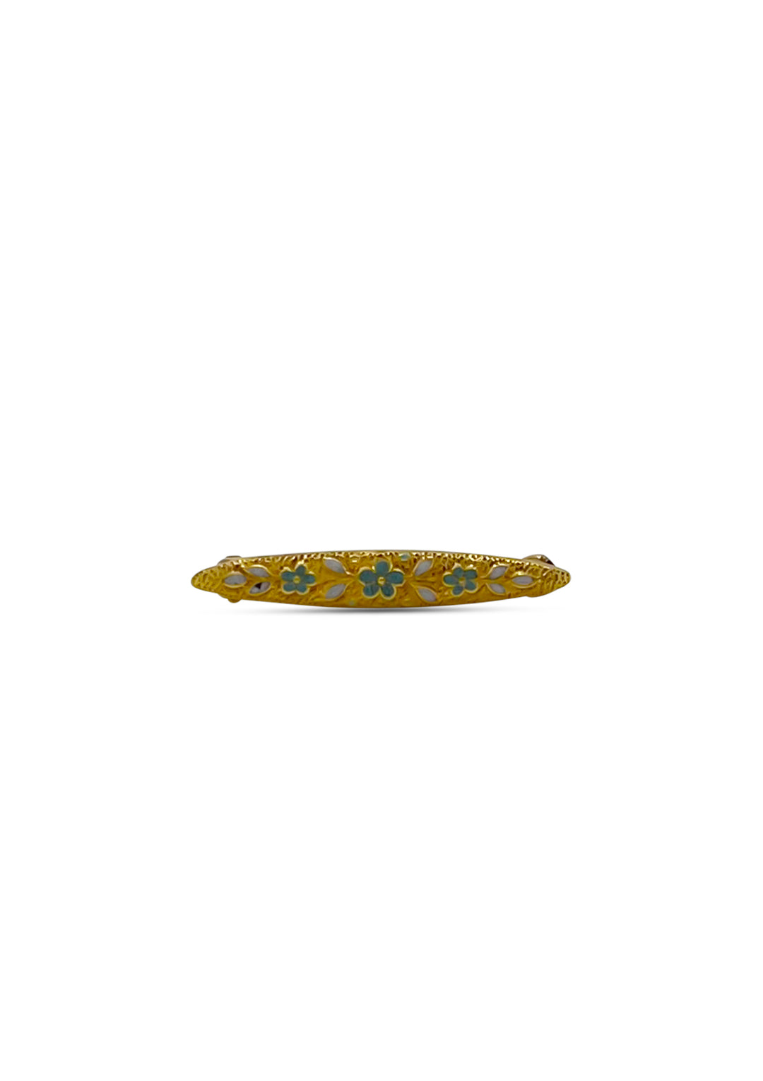 14k Yellow Gold 1940's Estate Enameled Flower Pin