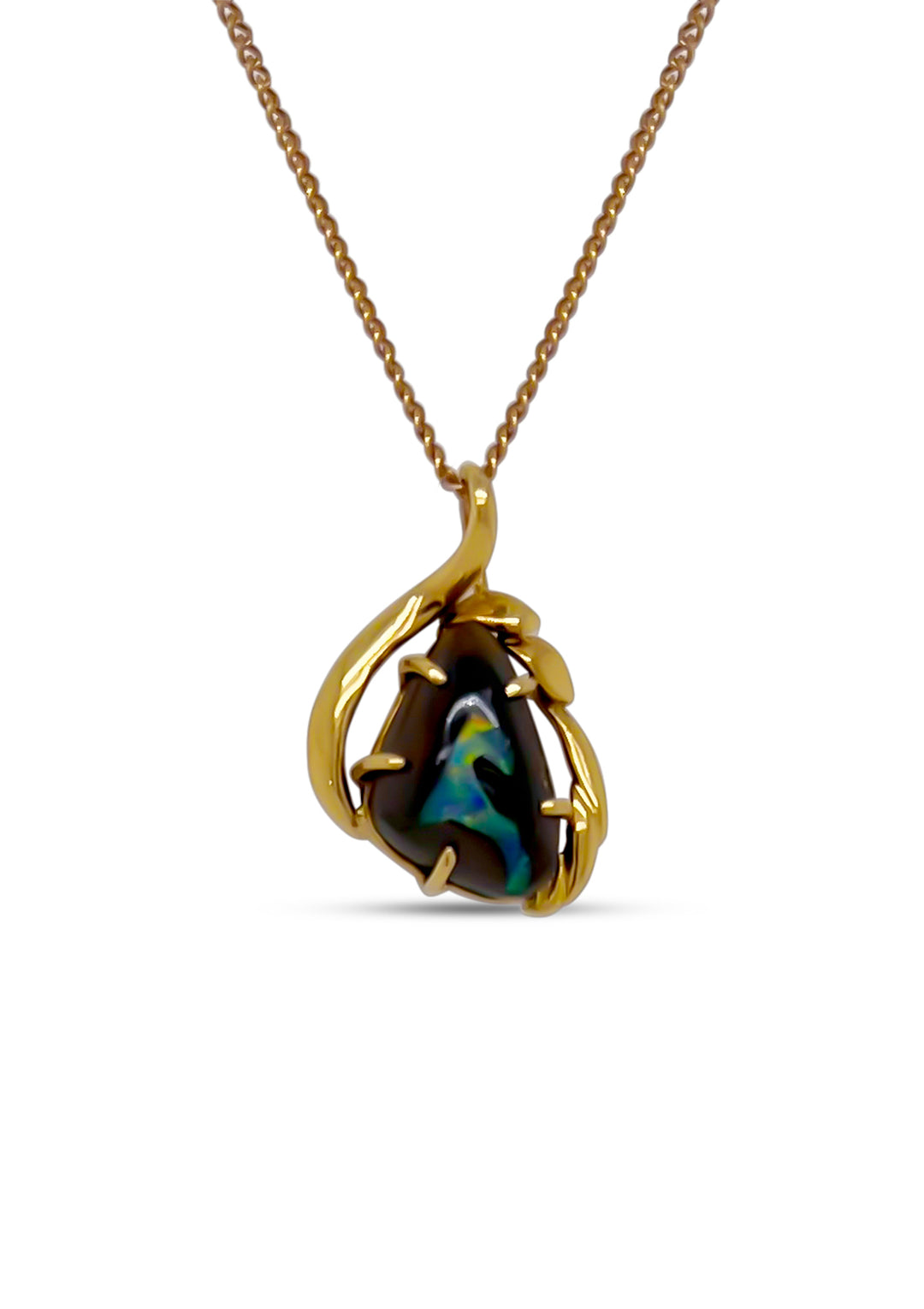 18K Yellow Gold Boulder Opal Necklace
