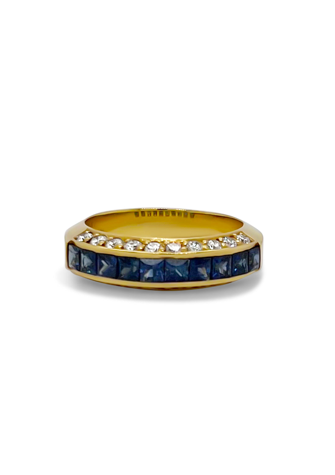 18K Yellow Gold Sapphire And Diamond Invisible Set Ring