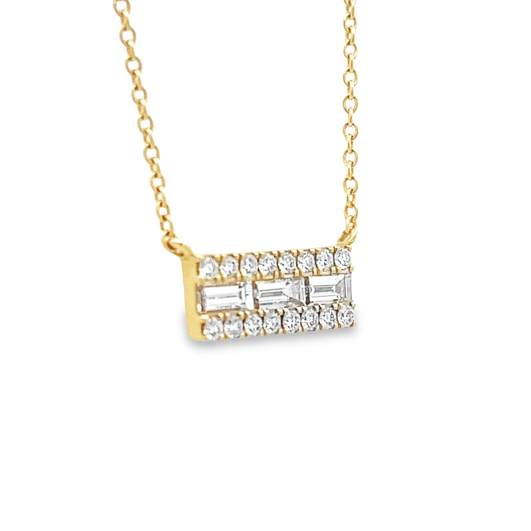 14K Yellow Gold 0.64 Carat Diamond Bar Necklace