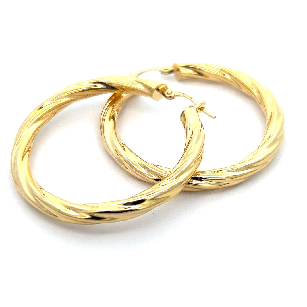 14K Yellow Gold 3.75mm Twisted Hoop Earrings