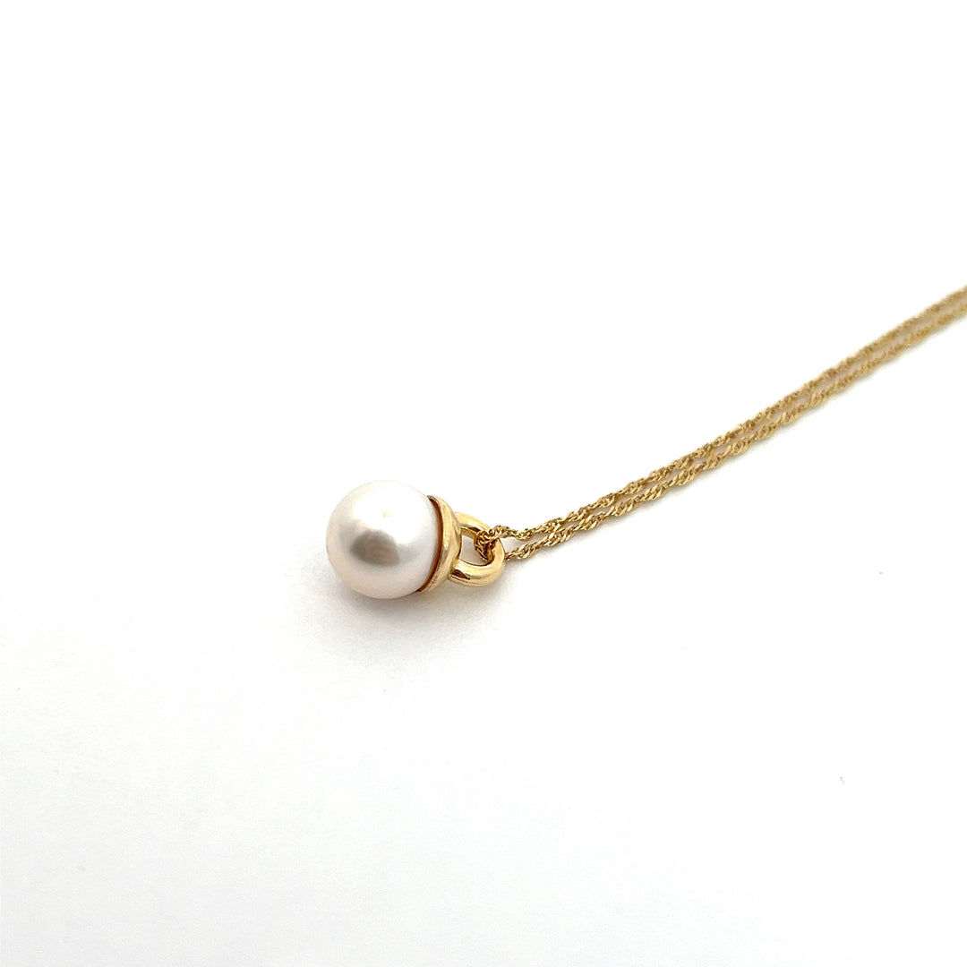 14K Yellow Gold 8.50mm Akoya Pearl Necklace