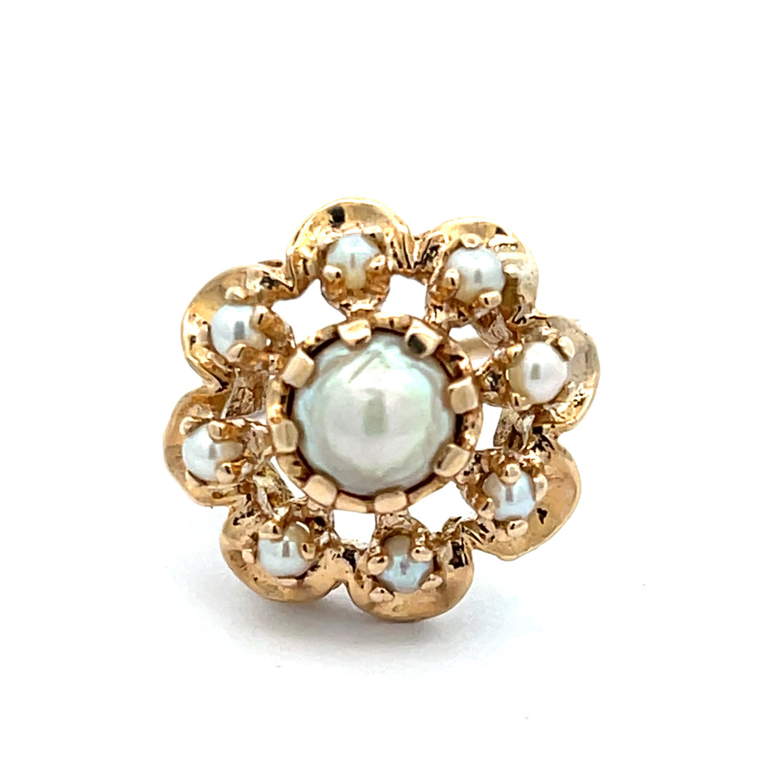 10K Yellow Gold Cultured Pearl Estate Ring