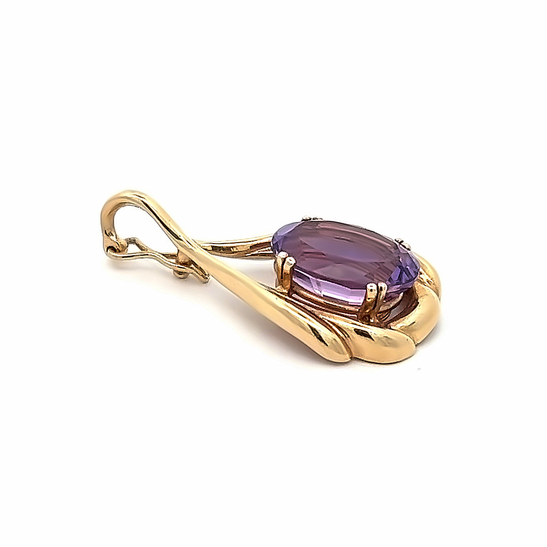 14K Yellow Gold 5,50 Carat Amethyst Necklace