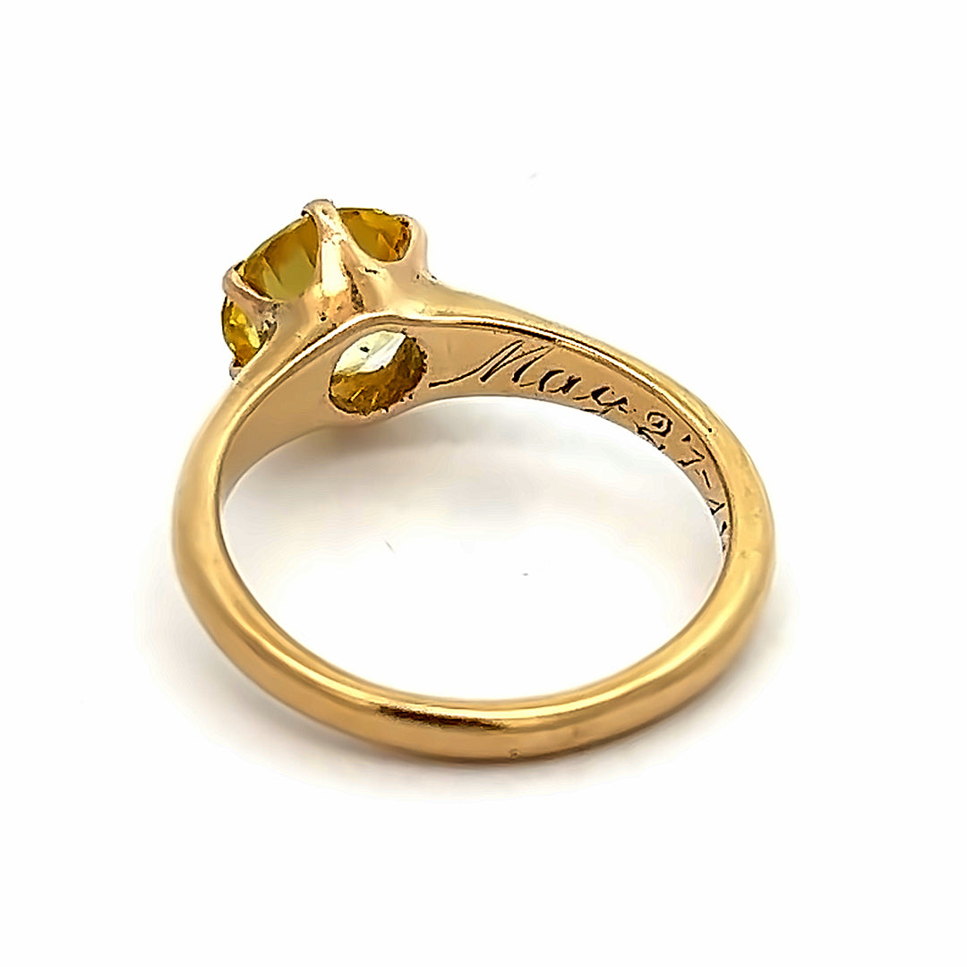 14K Yellow Gold Estate 2.00 Carat Synthetic Yellow Sapphire Ring