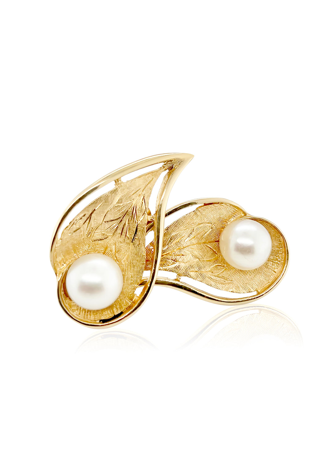 14K Yellow Gold 1950's Pearl Clip On Earrings