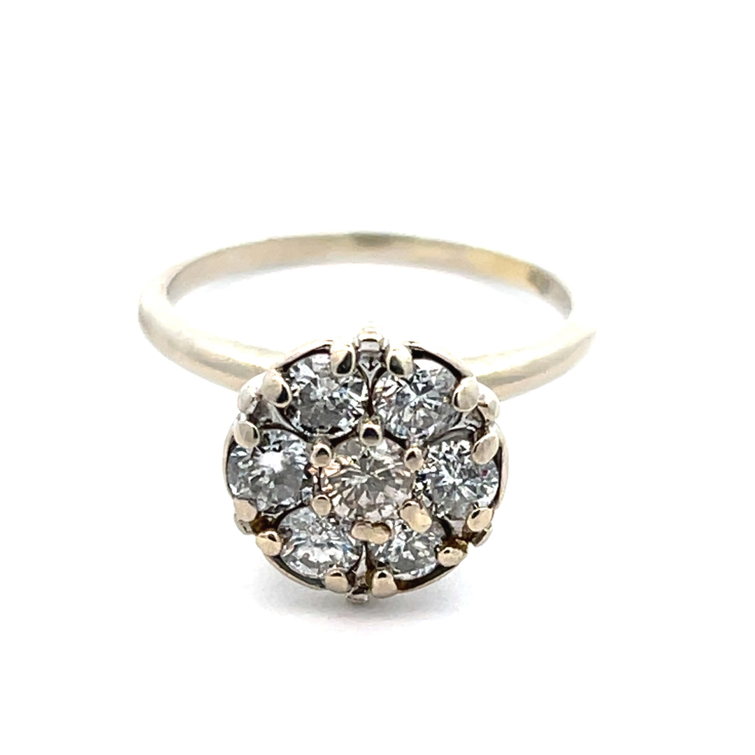 14K White Gold 1.00 Carat Diamond Flower Ring