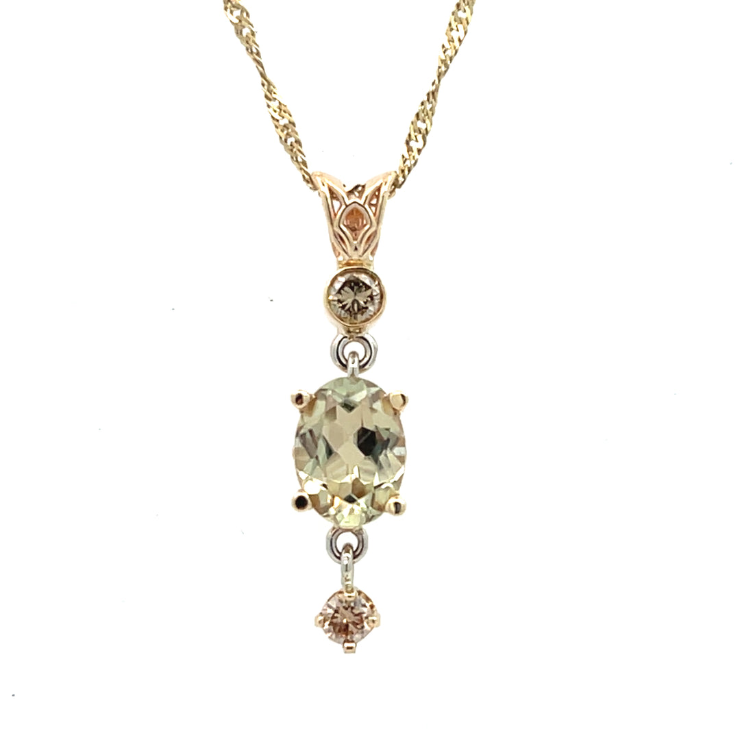 14K Yellow and White Gold Zultanite and Diamond Pendant