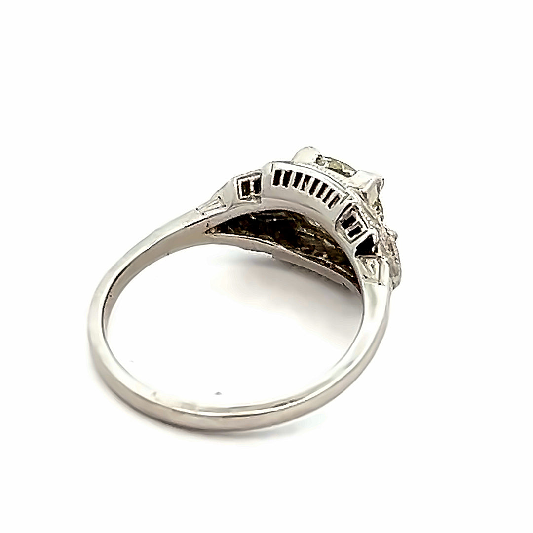 Platinum Art Deco 1.30 Carat Diamond Engagement Ring