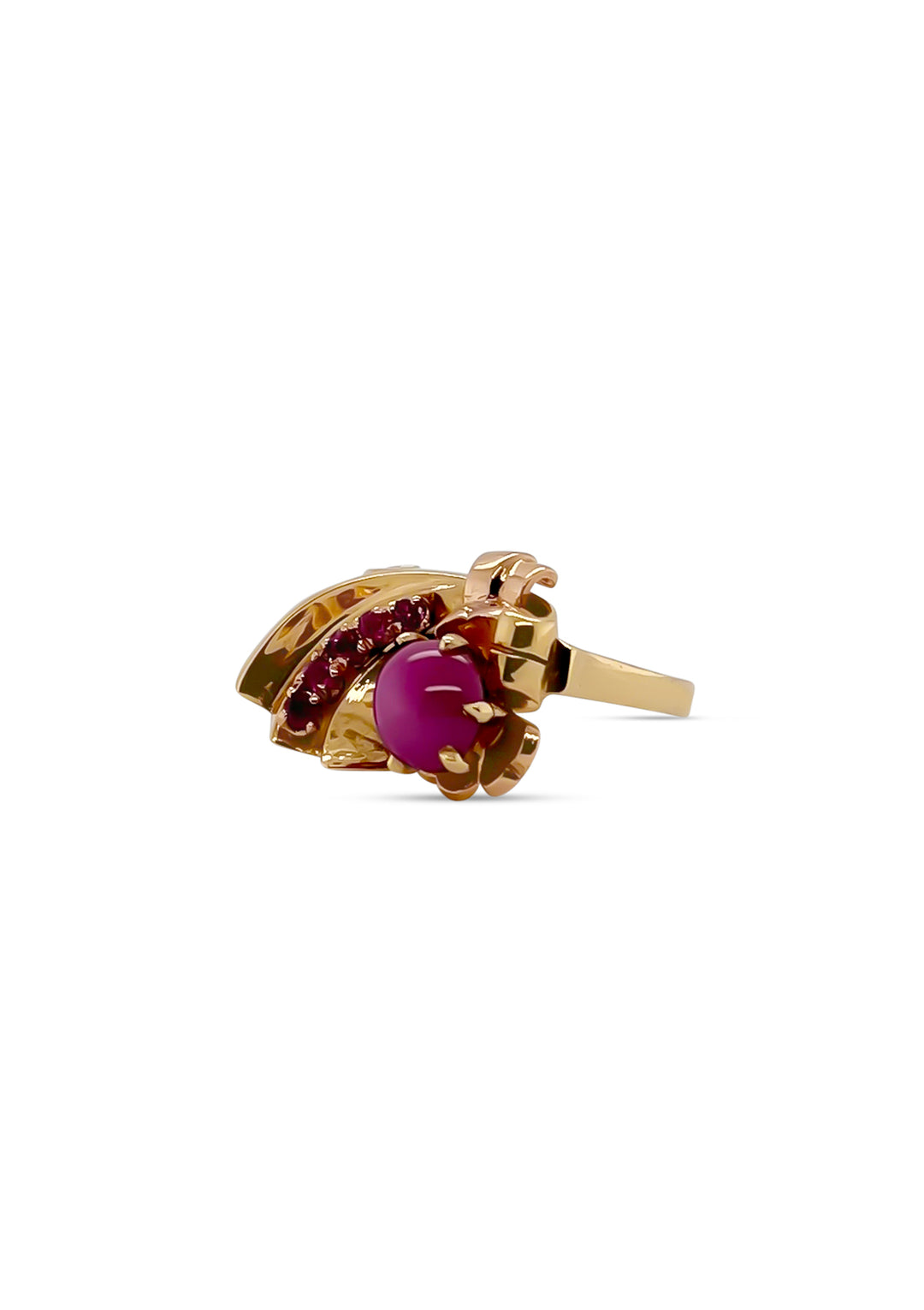 14K Yellow Gold Estate Synthetic Star Ruby Ring