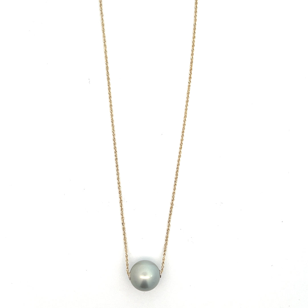 14K Yellow Gold 11mm Tahitian Pearl Necklace