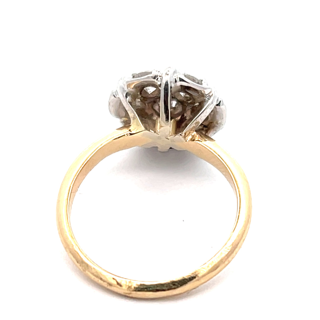 14K Yellow/White Gold 1.00 Carat Diamond Flower Ring