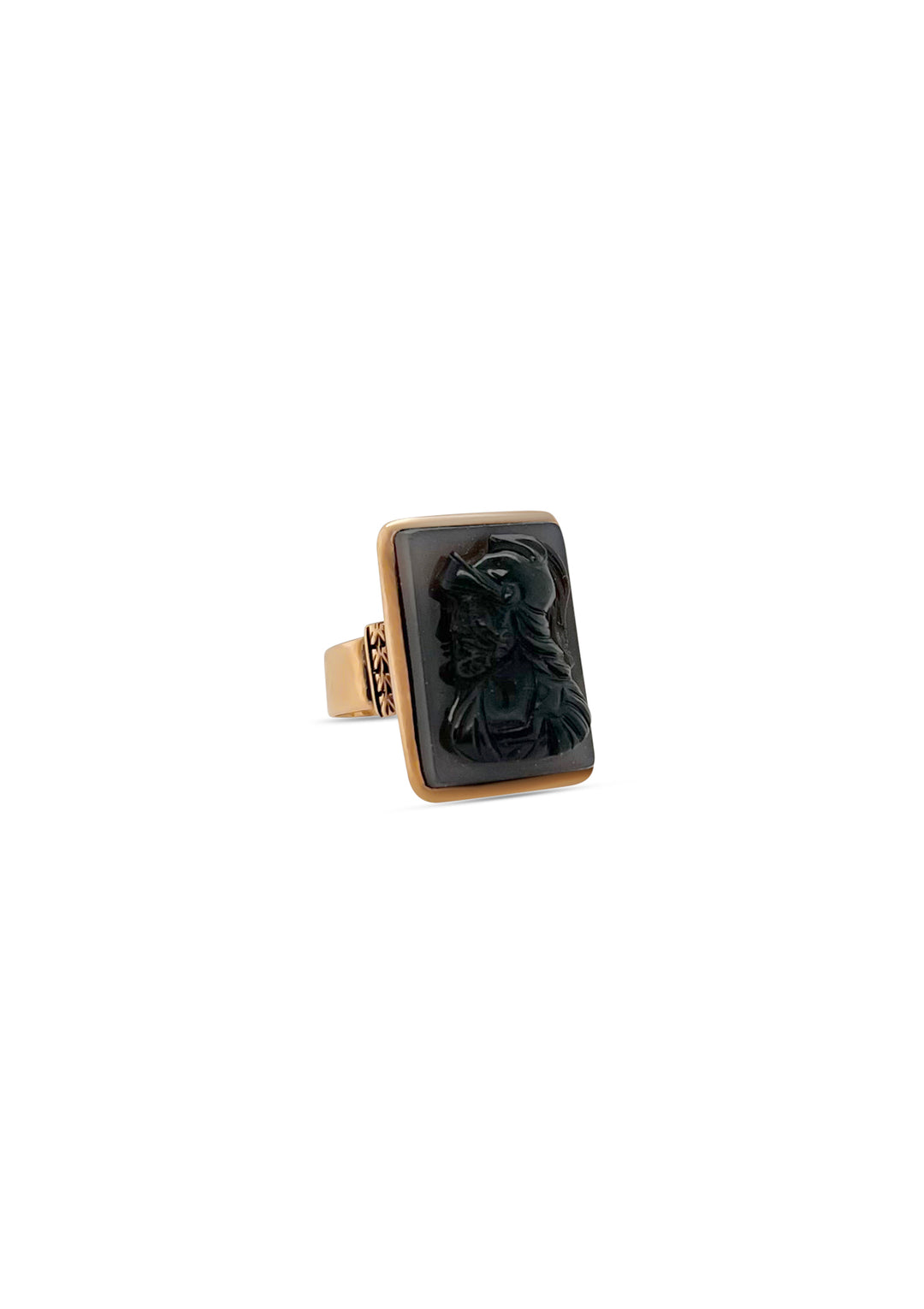 8K Yellow Gold 1910's Carved Agate Cameo Ring