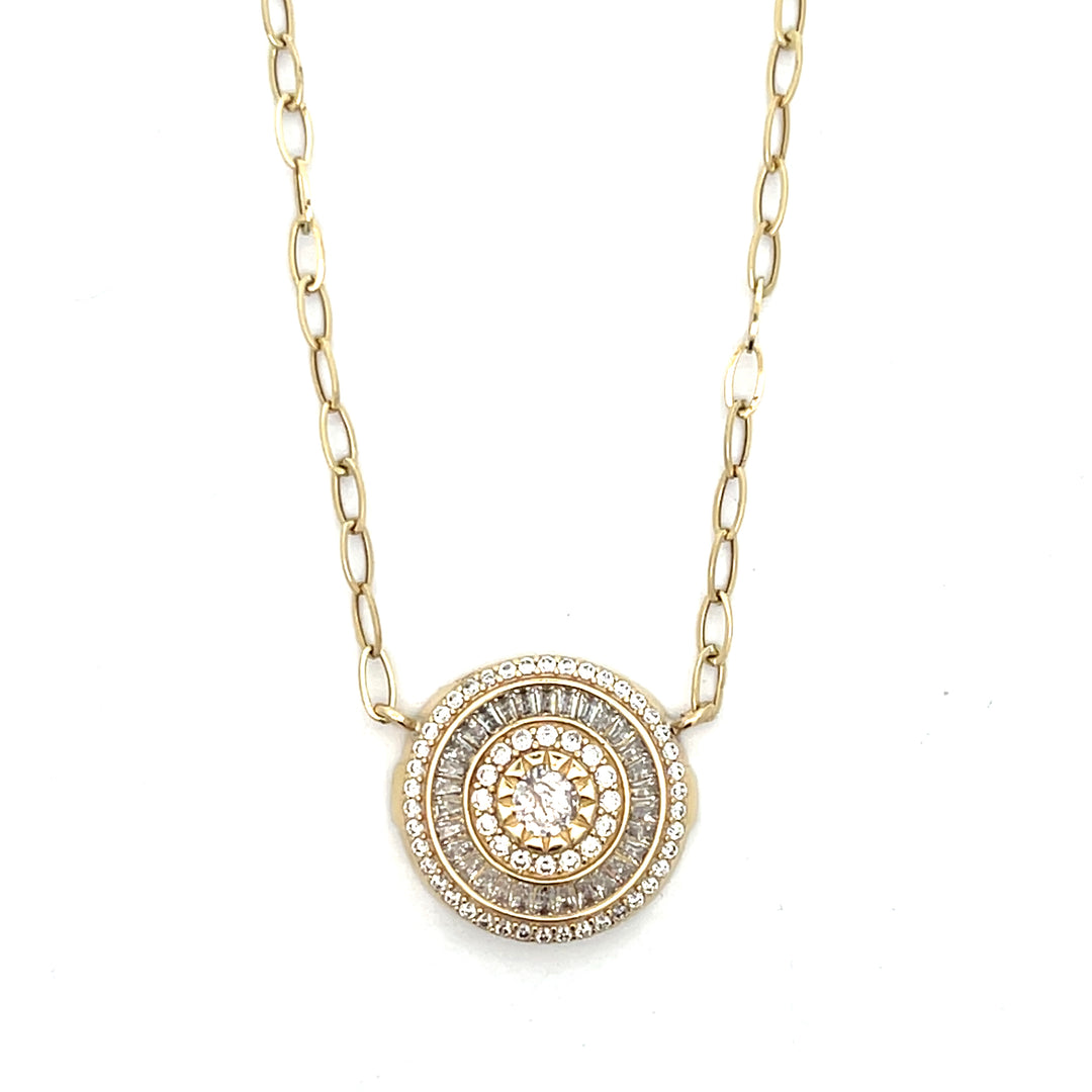 14K Yellow Gold Diamond Circle Necklace