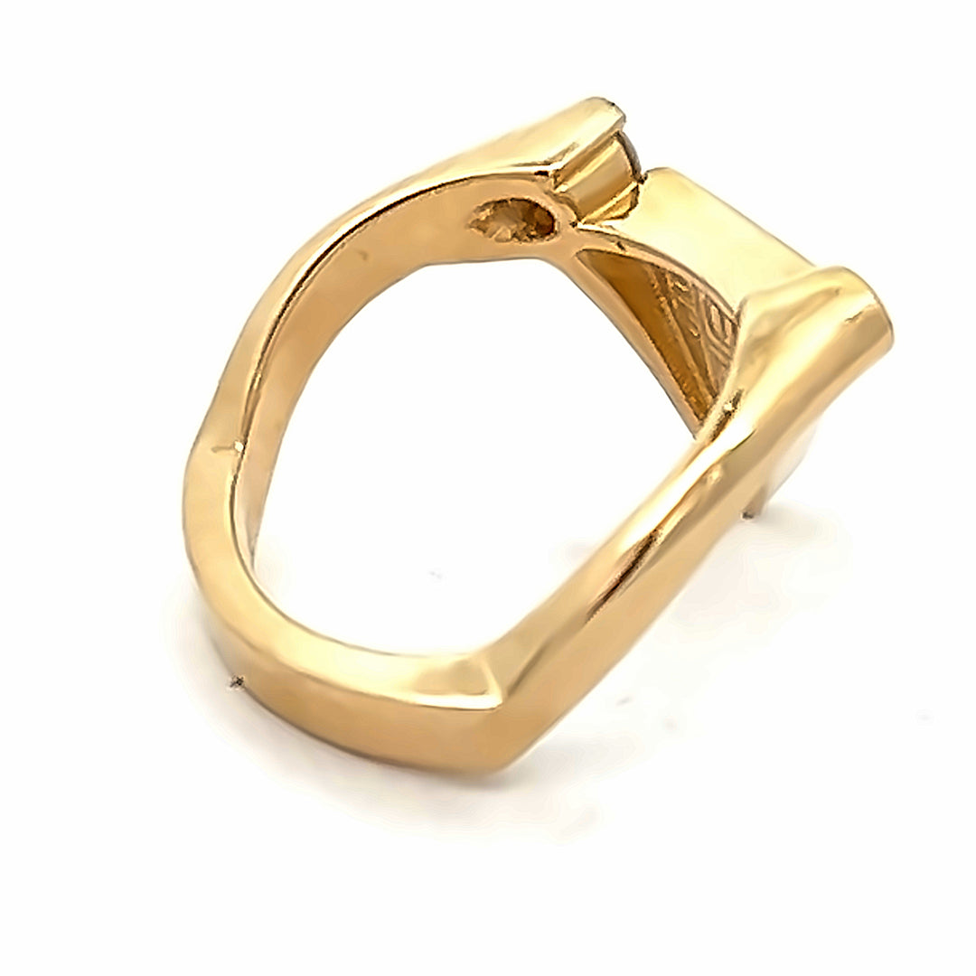 14K Yellow Gold 0.14 Carat Diamond And Gold Quartz Ring By James Hawkes Designs