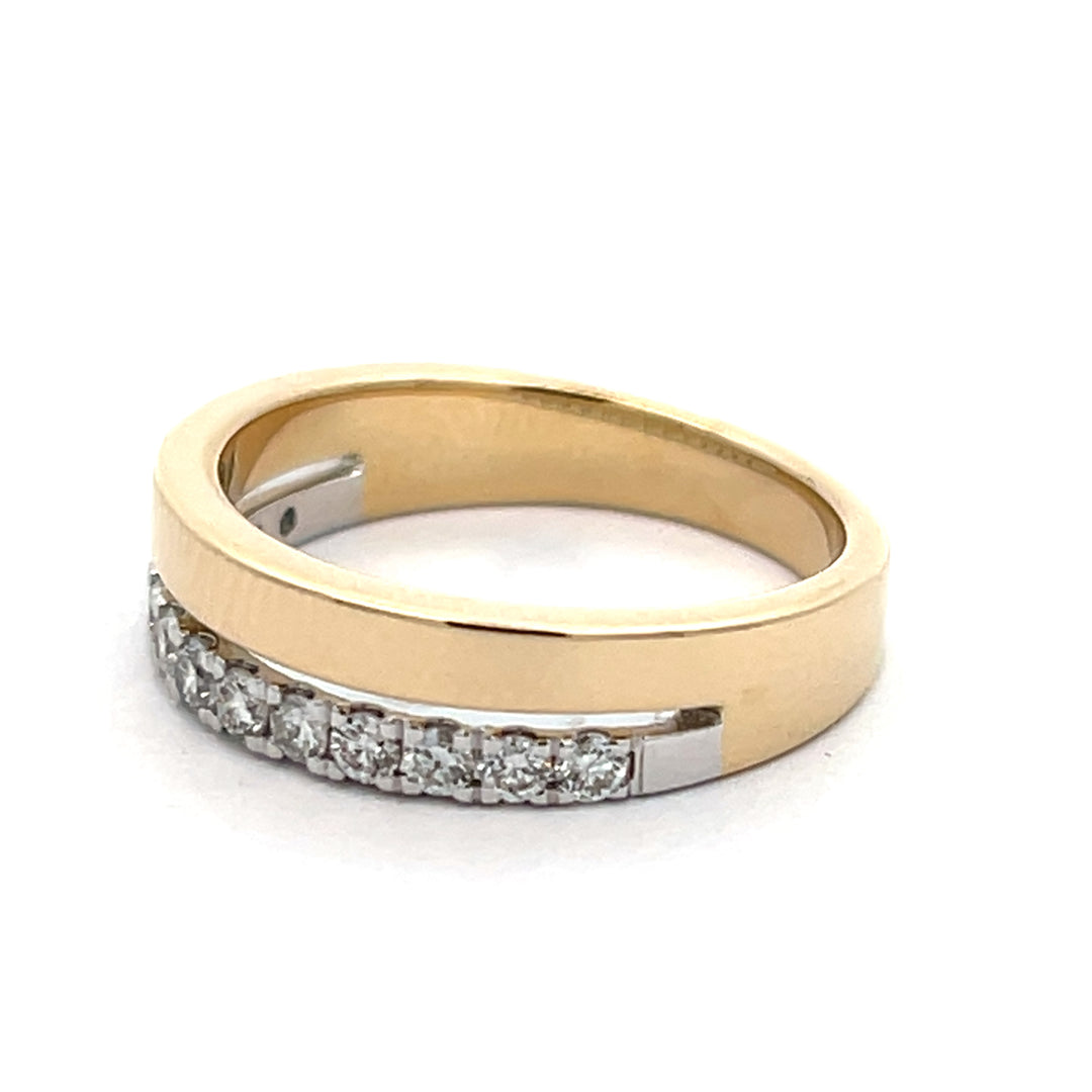 14K Yellow/White Gold 0,38 Carat Diamond Double Band