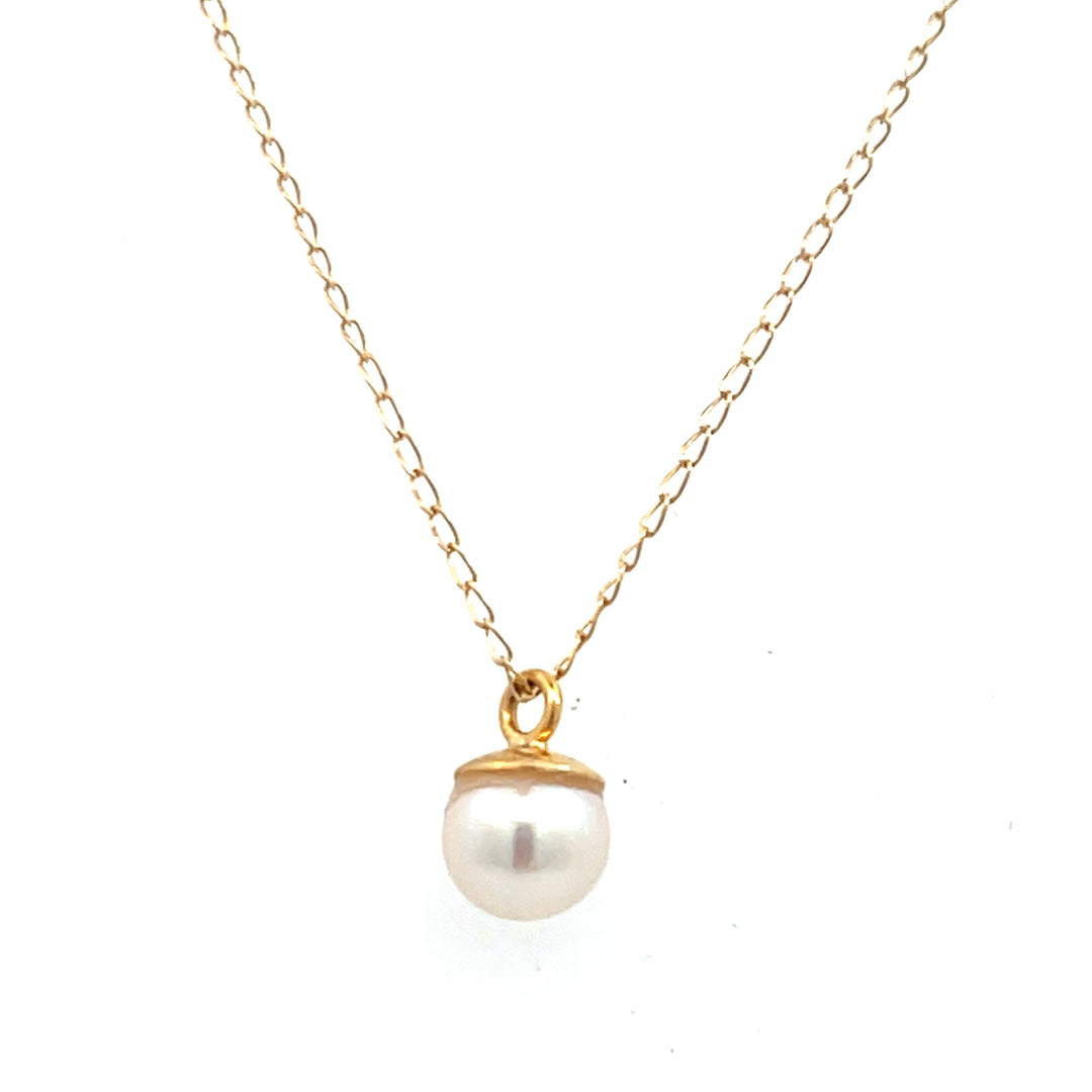 14K Yellow Gold 5.75mm Cultured Pearl Necklace