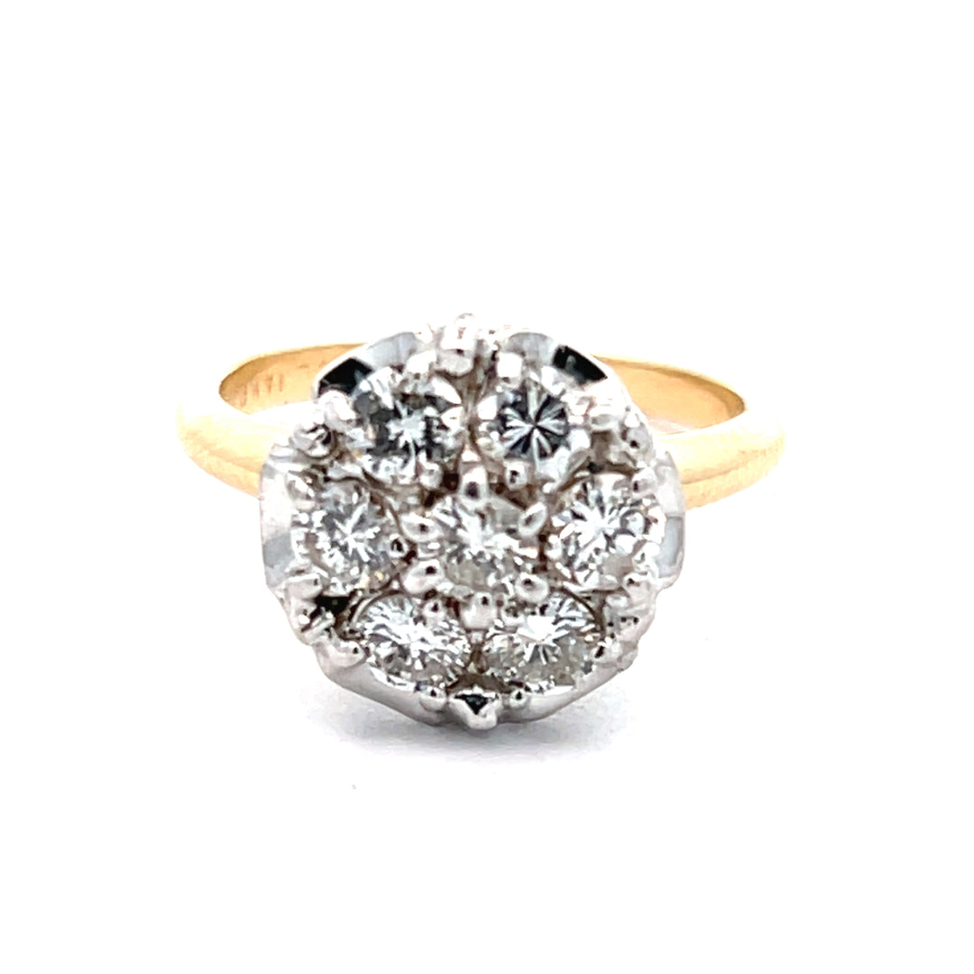 14K Yellow/White Gold 1.00 Carat Diamond Flower Ring