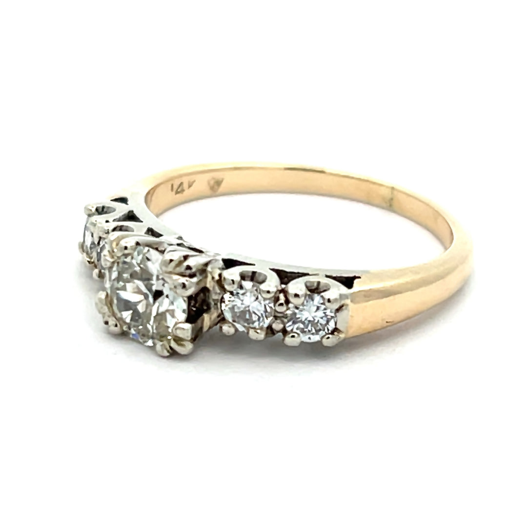 14K Yellow and White Gold 0.60 Old European Diamond Estate Engagement Ring