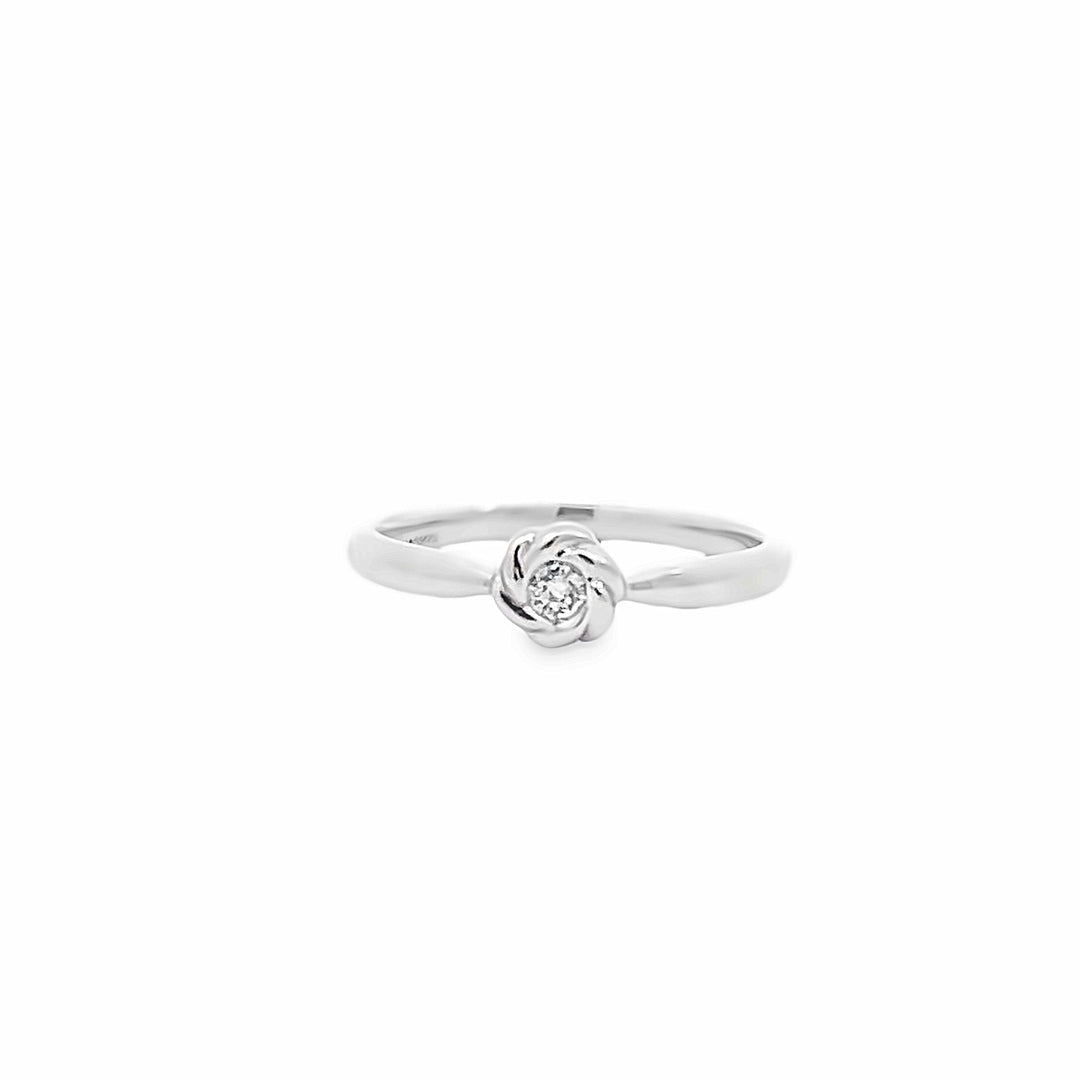 10K White Gold 0.08 Carat Diamond Knot Promise Ring