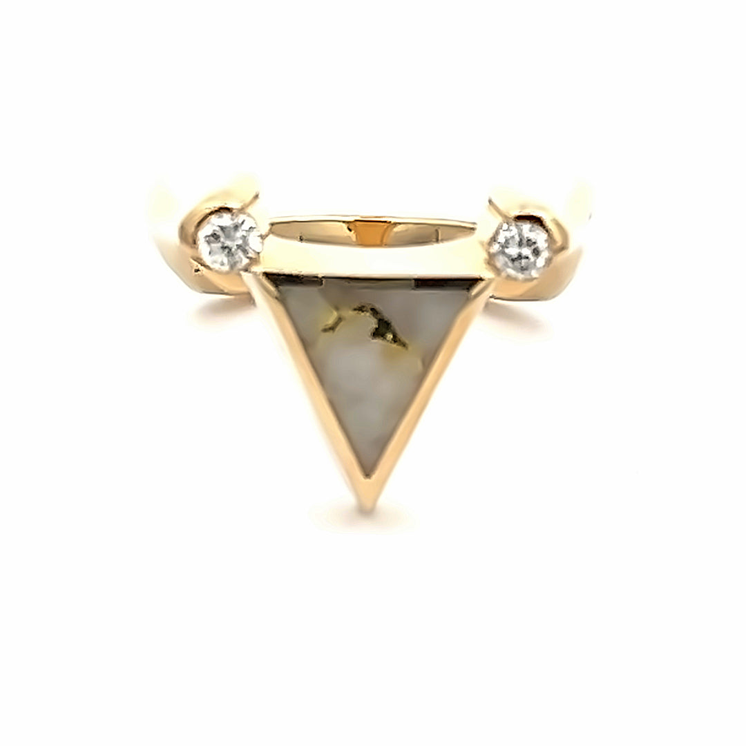 14K Yellow Gold 0.14 Carat Diamond And Gold Quartz Ring By James Hawkes Designs
