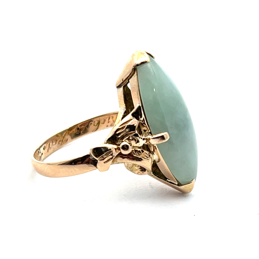 14K Yellow Gold Natural Jadeite Estate Ring