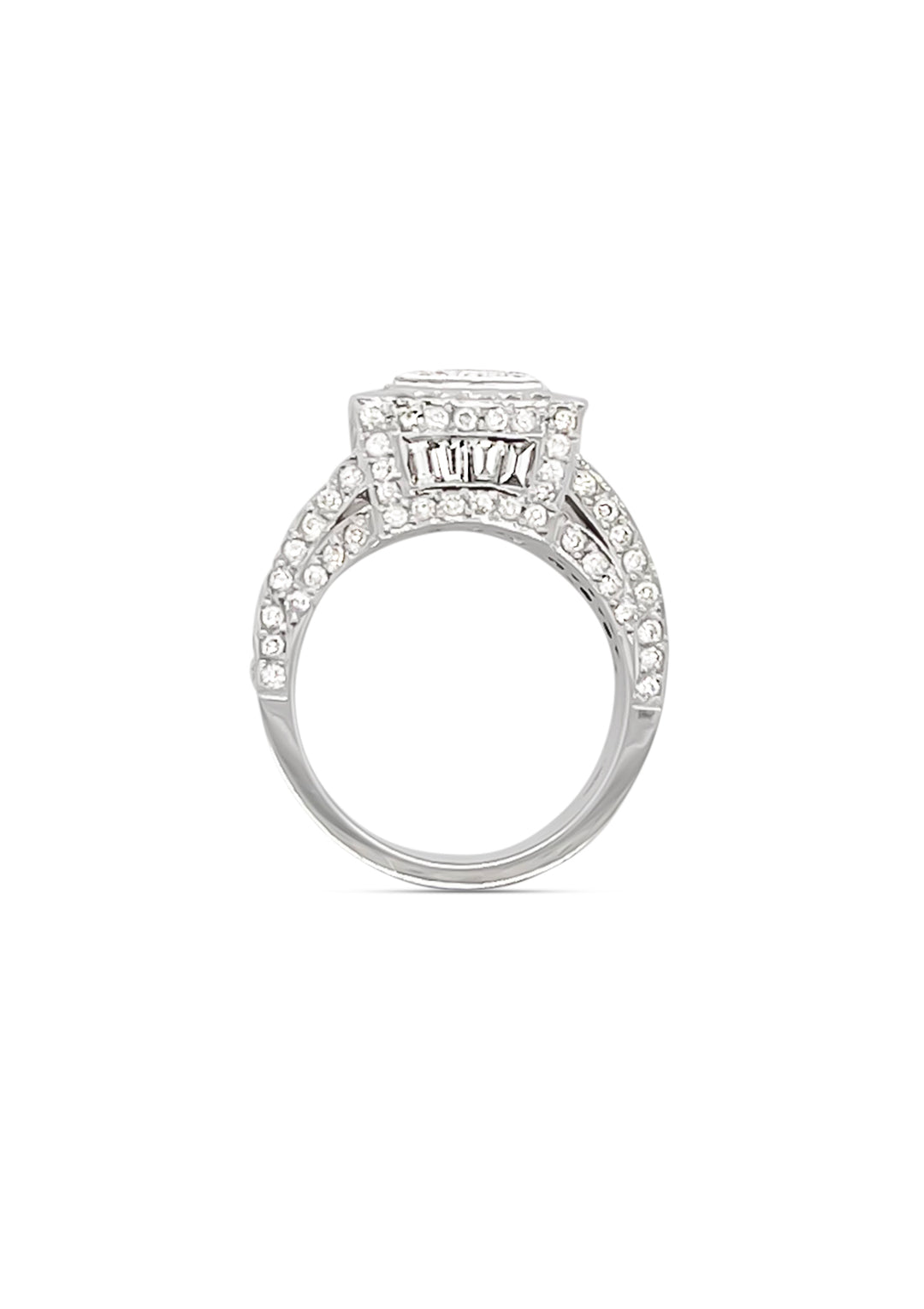 18K White Gold 0.77 Carat Princess Cut Diamond Accented Ring