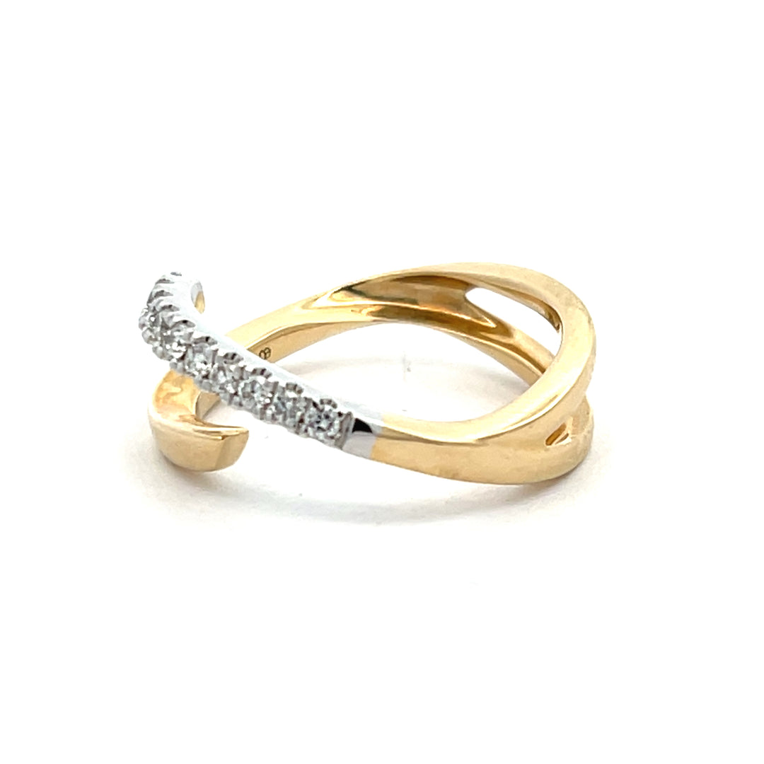 14K Yellow/White Gold 0.20 Carat Diamond Bypass Ring