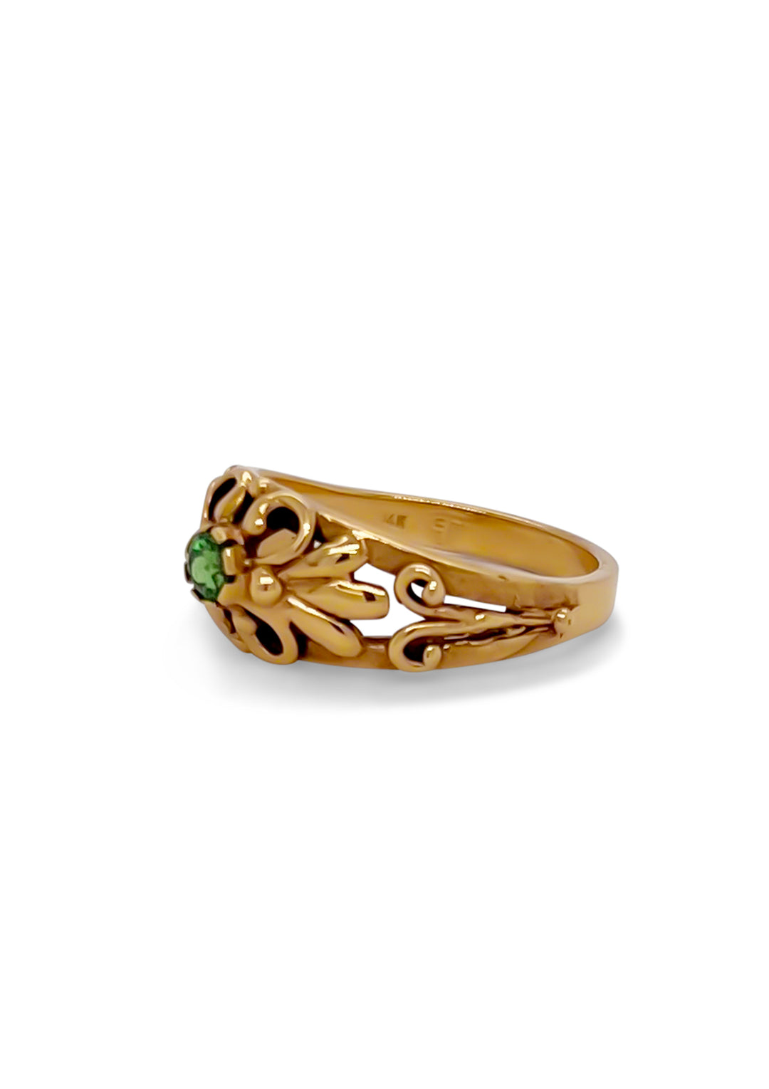 14K Yellow Gold Tsavorite Garnet Ring