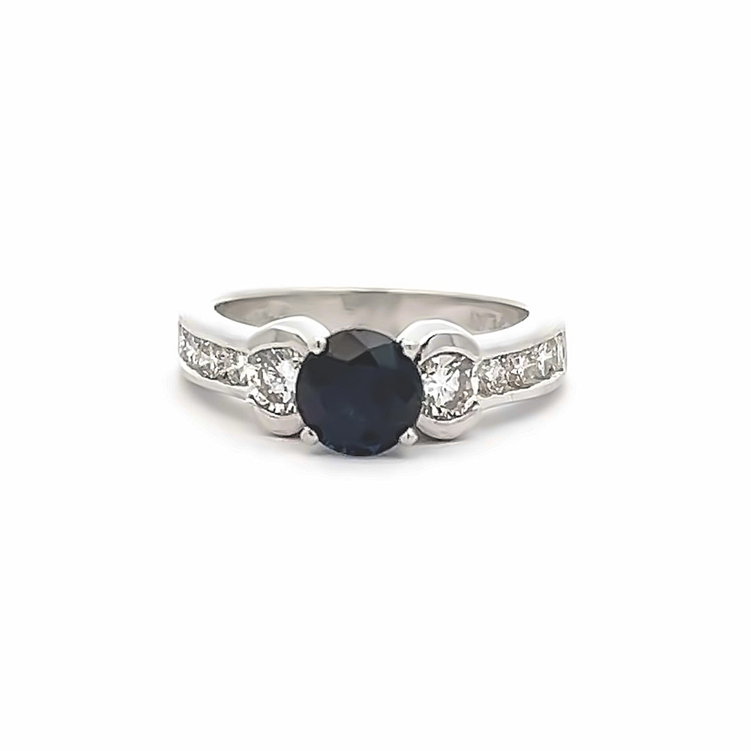 Platinum 1.28 Carat Sapphire And Diamond Ring