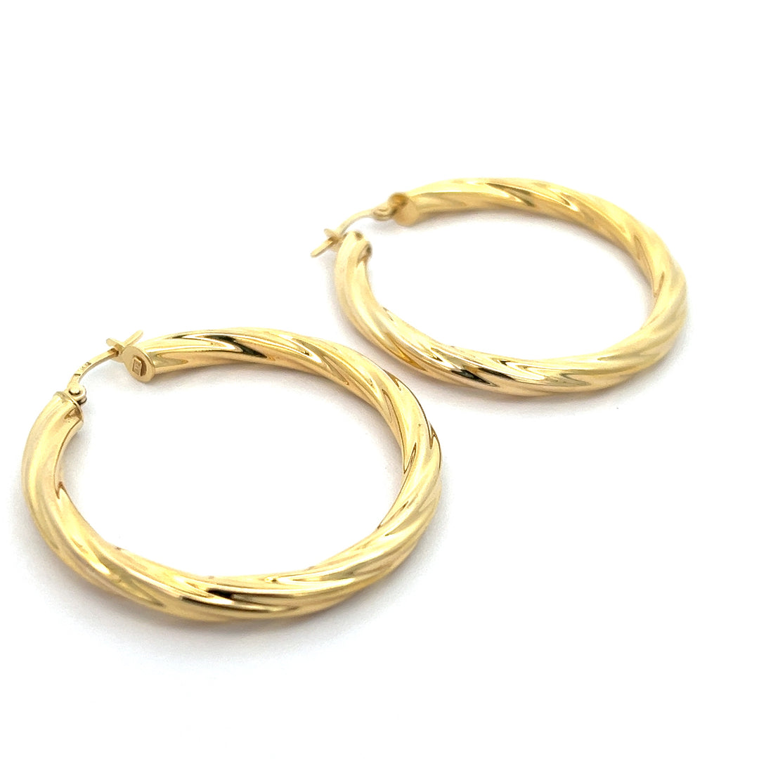 14K Yellow Gold 3.75mm Twisted Hoop Earrings